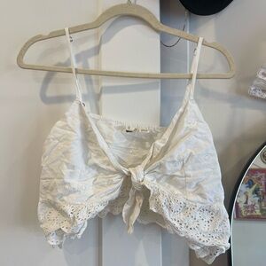 Roxy White Eyelet Crop Top